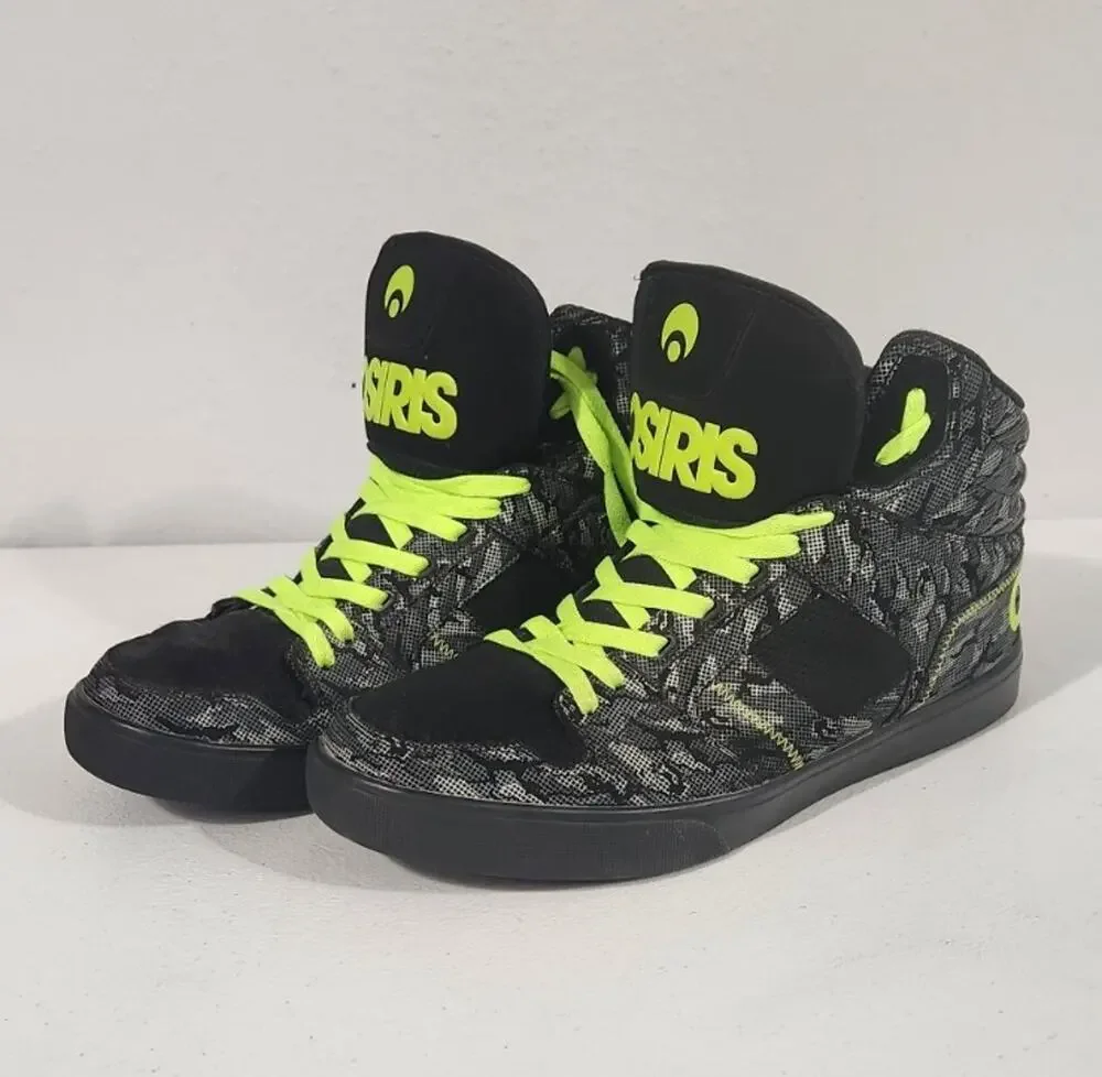 Osiris Shoes Clone Gry/Lime/Camo Size 11.5 Skater Sneakers